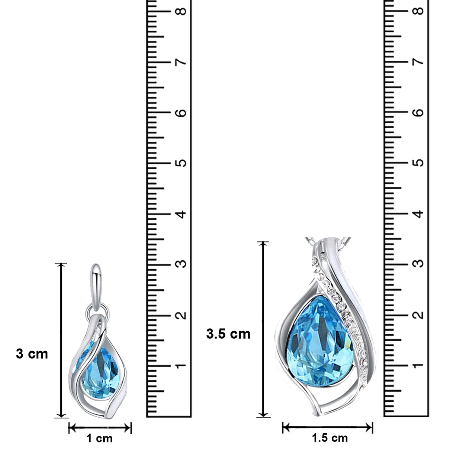 Combo of Majestic Blue Pendant Set, Heart Bracelet and Finger Ring with Crystal and Cubic Zirconia
