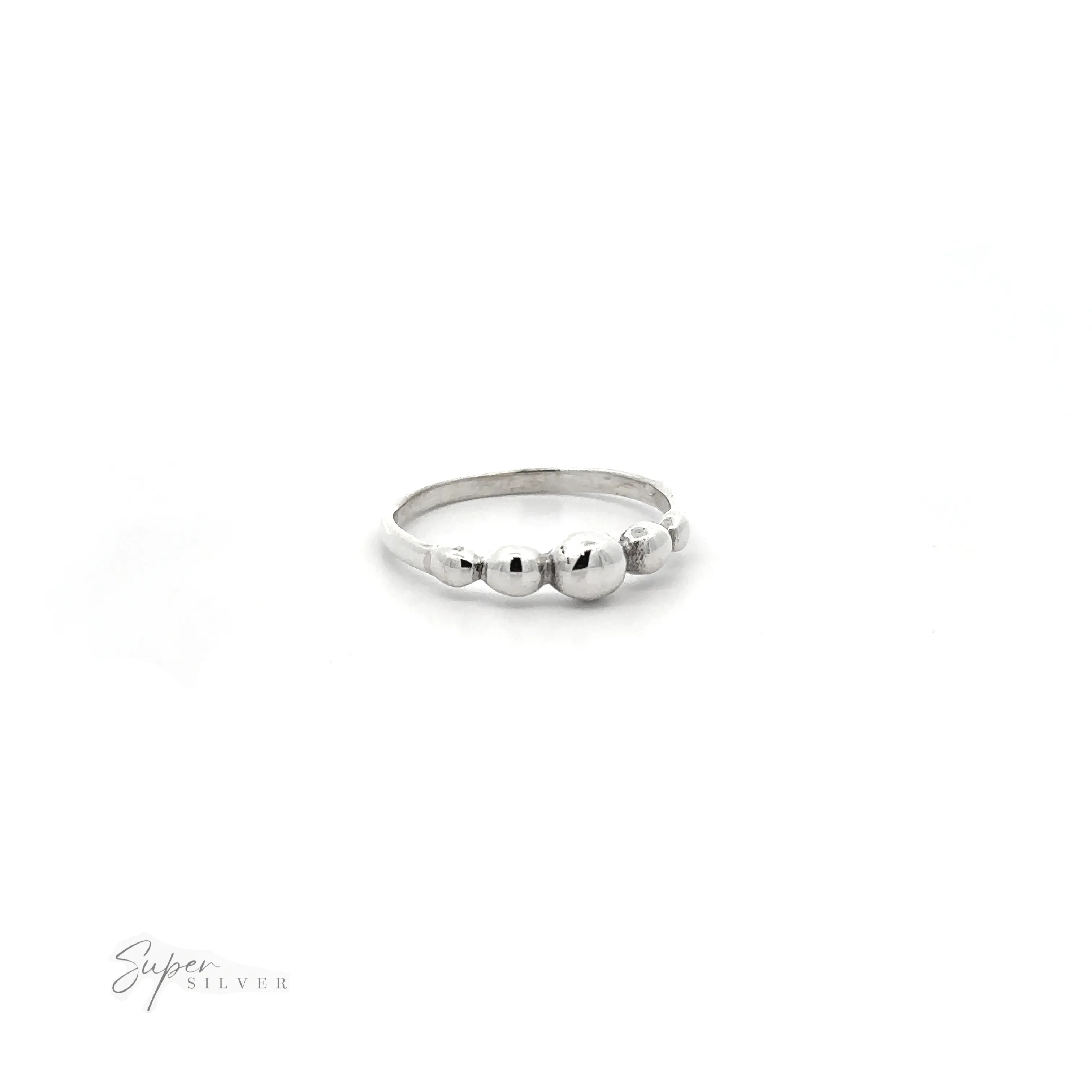 Dainty Graduated Silver Ball Ring