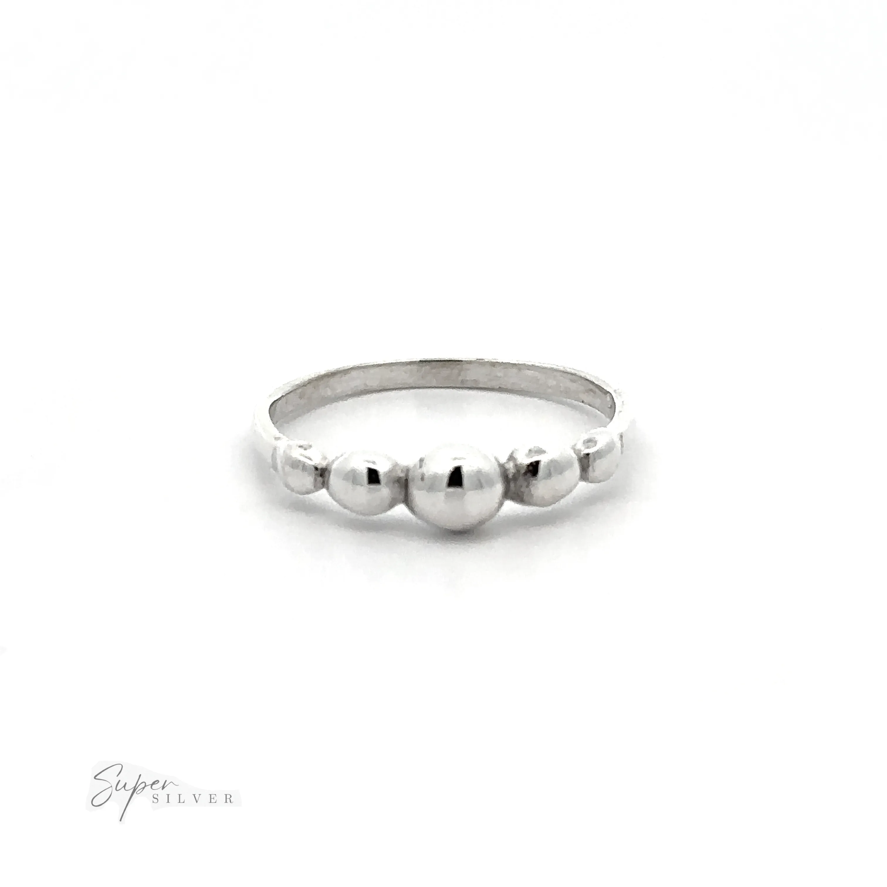 Dainty Graduated Silver Ball Ring
