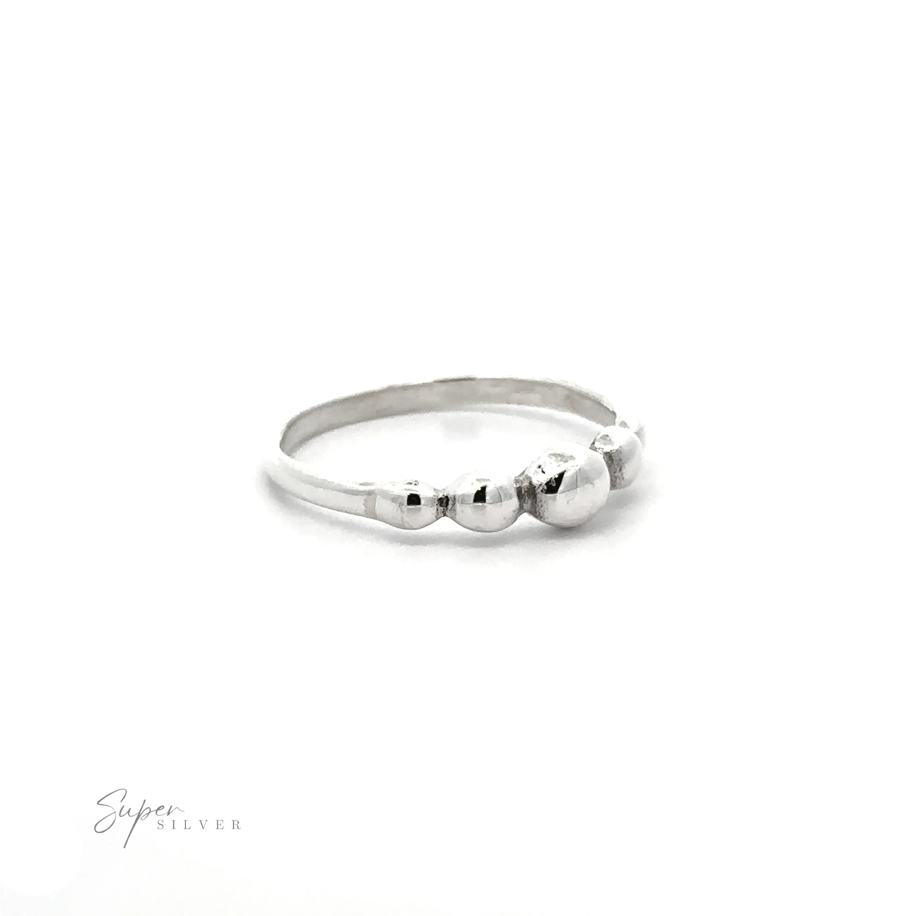 Dainty Graduated Silver Ball Ring