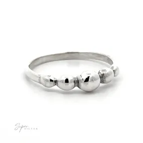 Dainty Graduated Silver Ball Ring