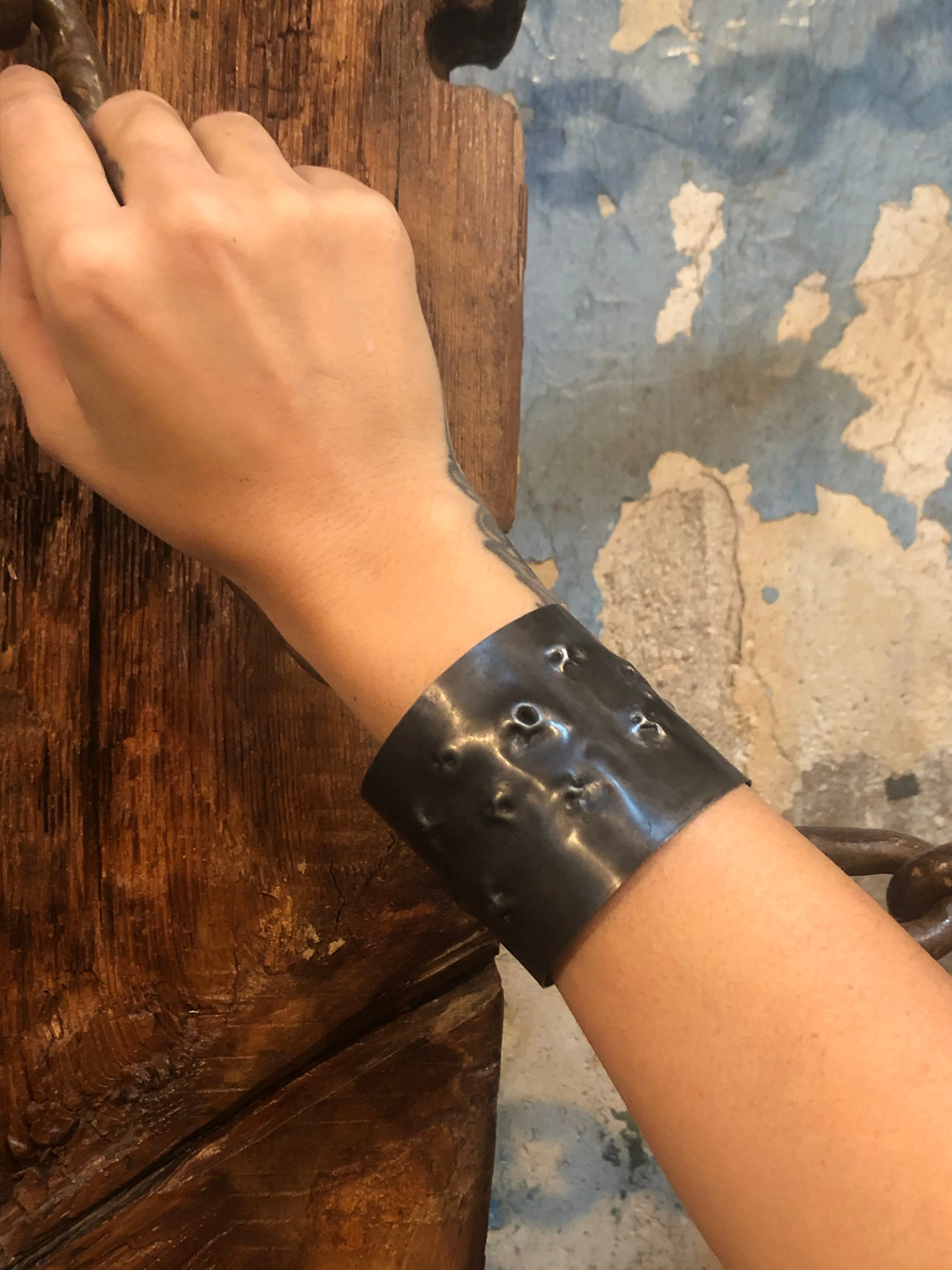 Dennis Higgins Emerging Skull Steel Cuff - Small