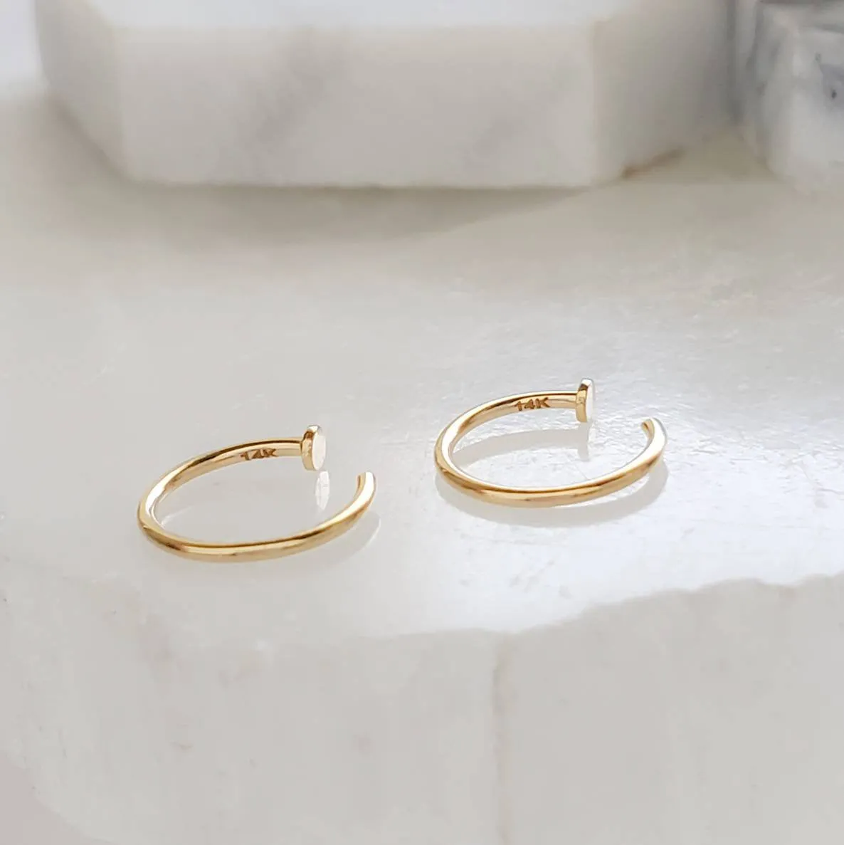 Dot Hug Hoops in 14k Gold