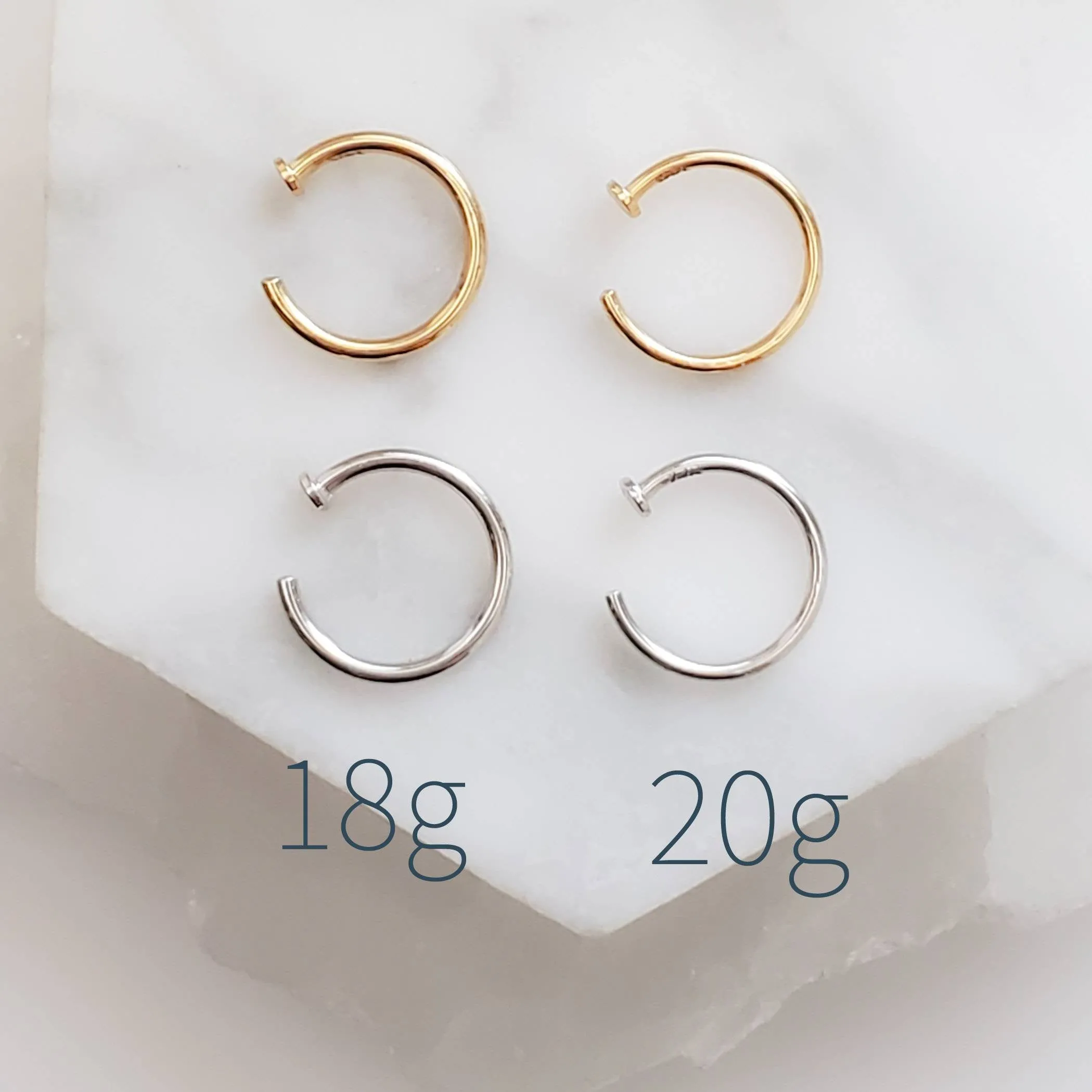 Dot Hug Hoops in 14k Gold