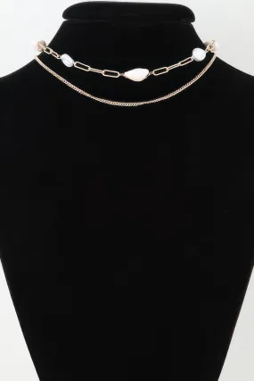 Double Pearl Chain Necklace