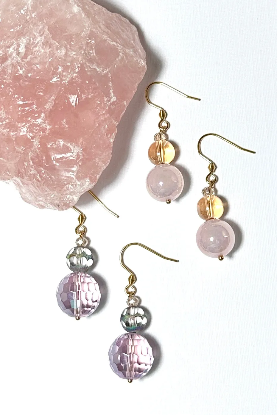 Earrings Crystal Misty Rose