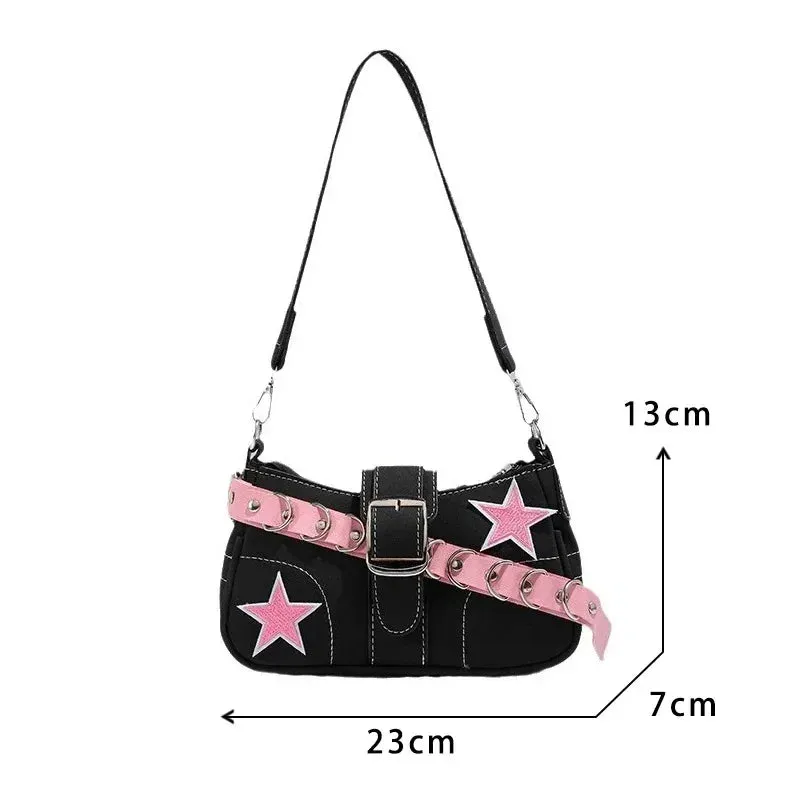 Elegant Retro Belt Design Leather Purses Shoulder Handbags for Women Vintage Female Underarm Crossbody Fashion Bags