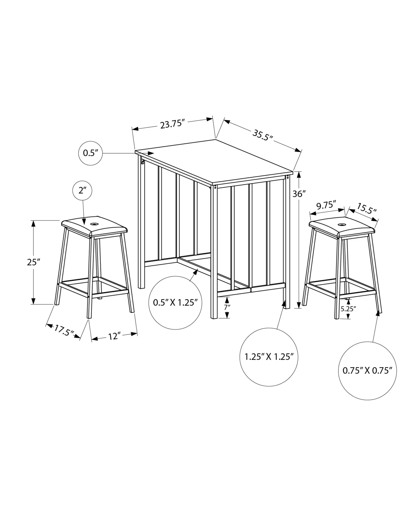 Elevate Counter-Height Dining Set: 3-Piece Contemporary Kitchen Ensemble
