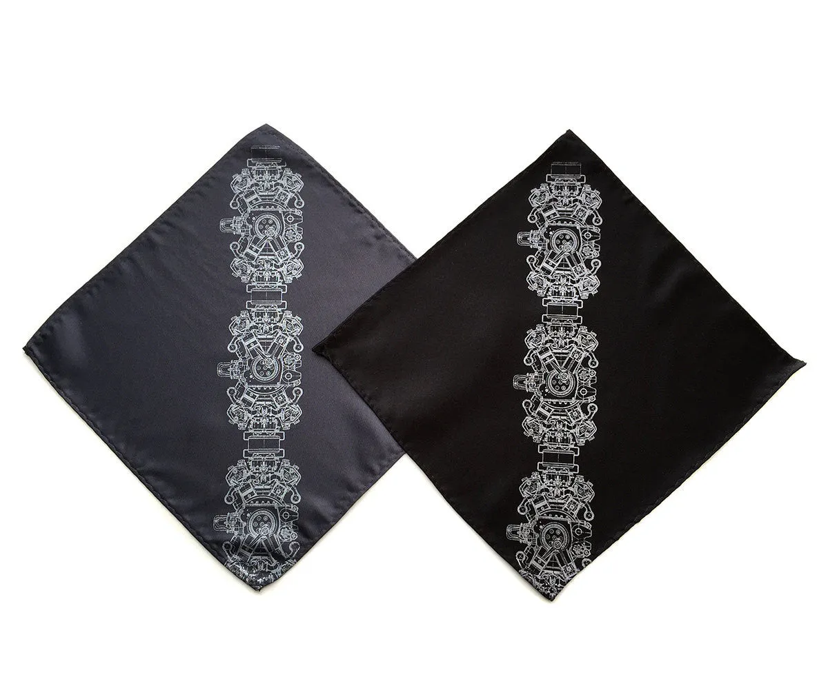 Engine Rosette Pocket Square, microfiber