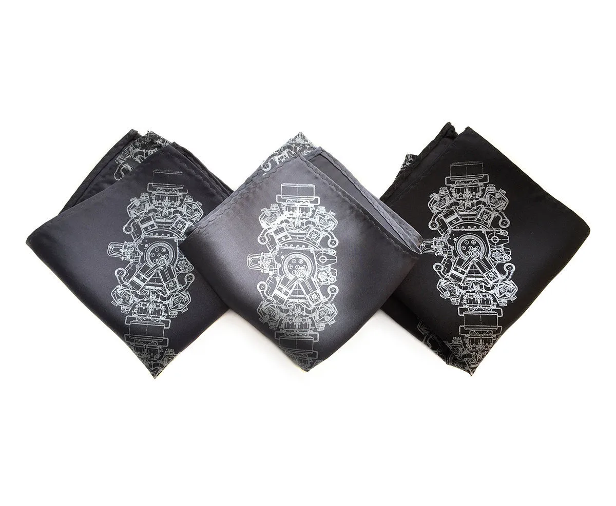 Engine Rosette Pocket Square, microfiber