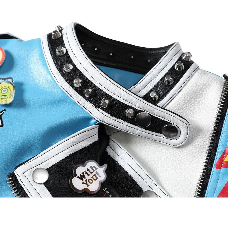 European And American New Motorcycle Women's Leather Jacket - GlamzLife