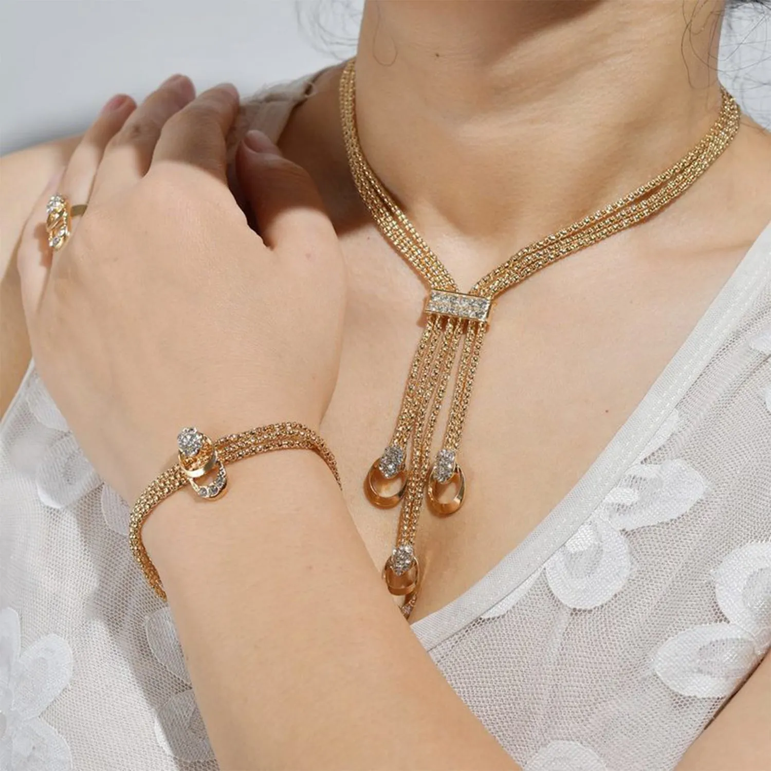 Exclusive Crystal Valentine Pendant set with Bracelet and Finger Ring