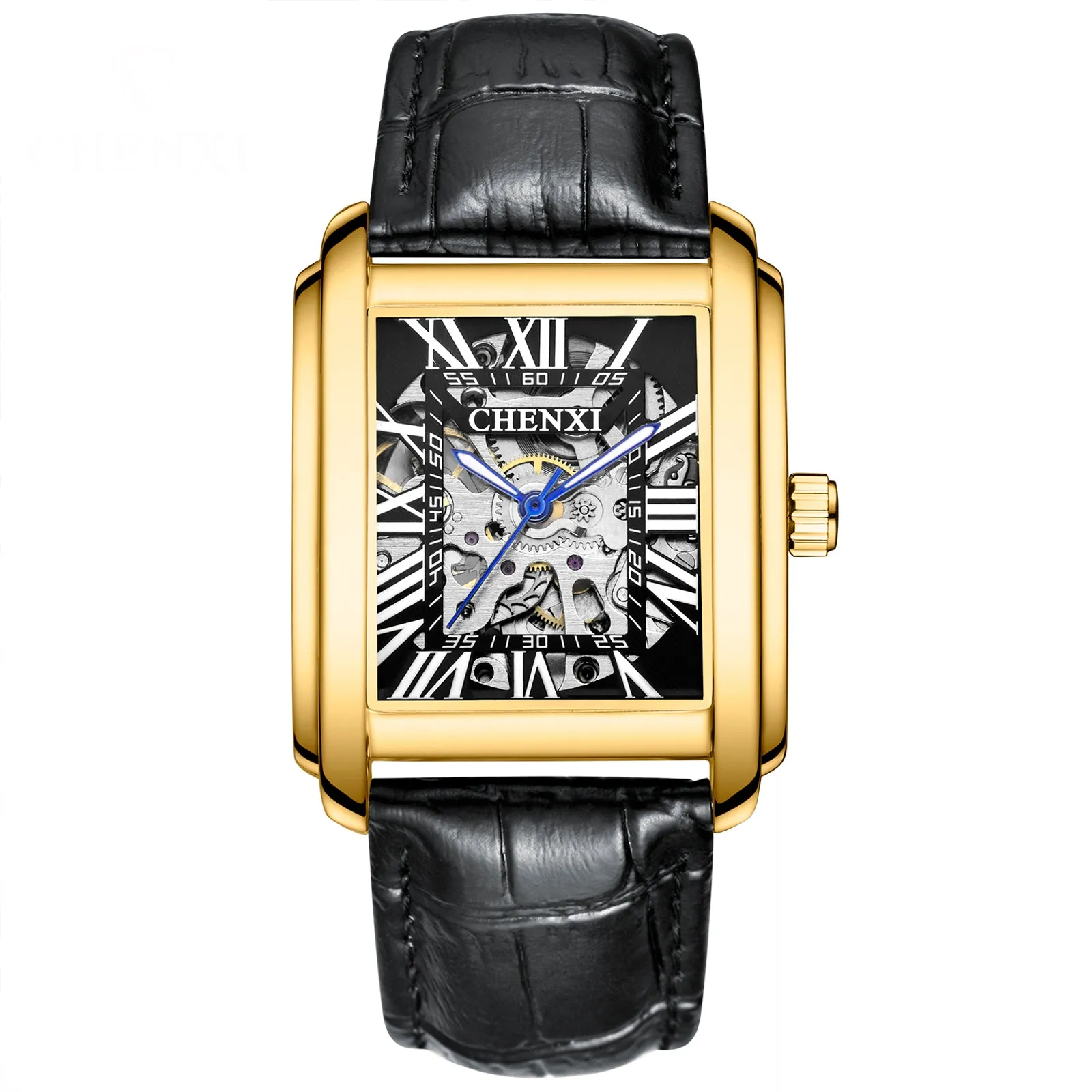Explosive square hollow mechanical watch W28CX88816B
