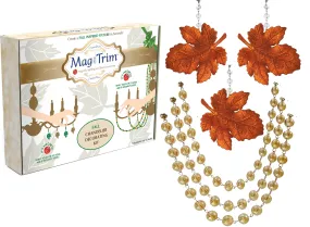 FALL CHANDELIER MAKEOVER KIT - GLITTER AMBER LEAF    12" CHAMPAGNE CRYSTAL BEAD GARLAND