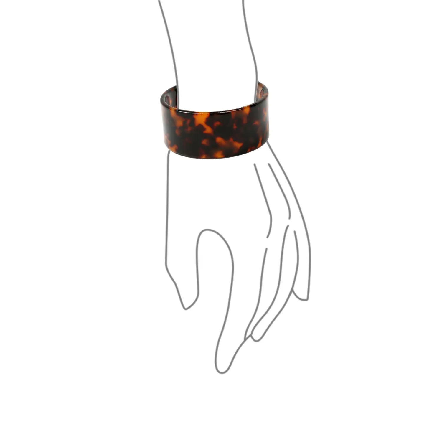 Fashion Statement Brown Golden Acrylic Leopard Tortoise Shell Wide Cuff Bracelet