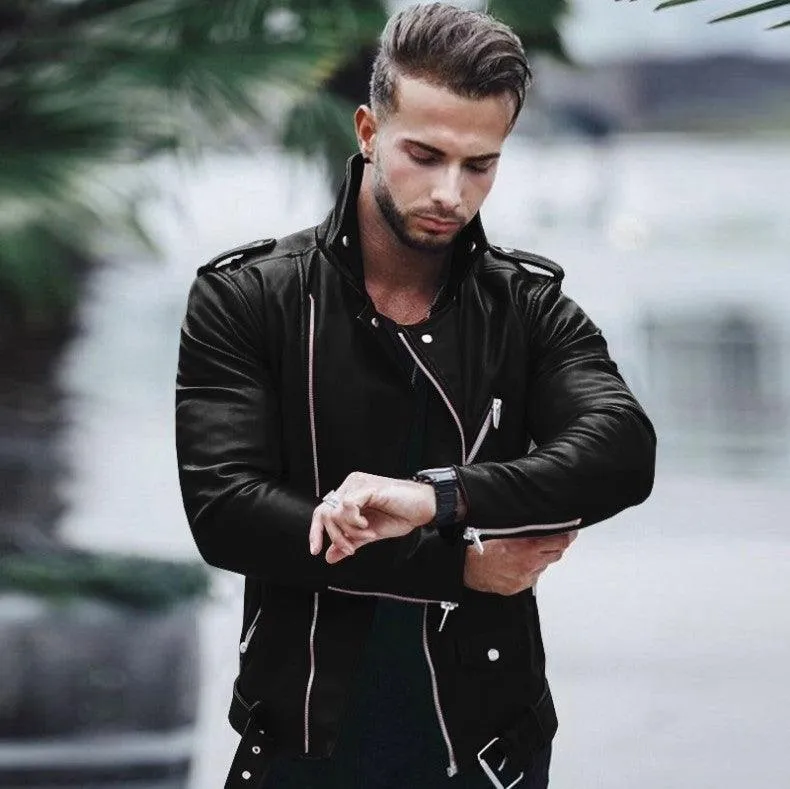 Fashionable Slim Leather Jacket