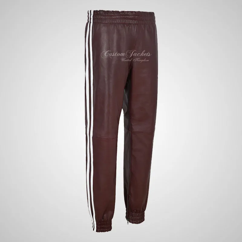 FLEX Leather Jogging Bottom With Stripes For Men
