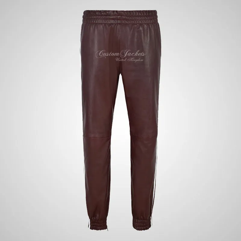 FLEX Leather Jogging Bottom With Stripes For Men