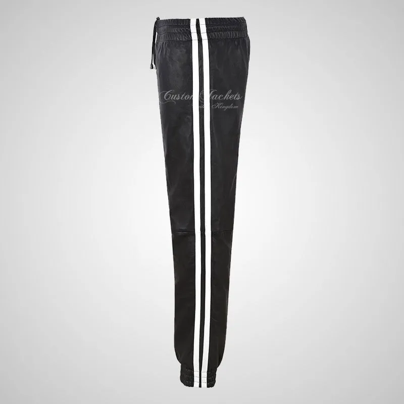 FLEX Leather Jogging Bottom With Stripes For Men