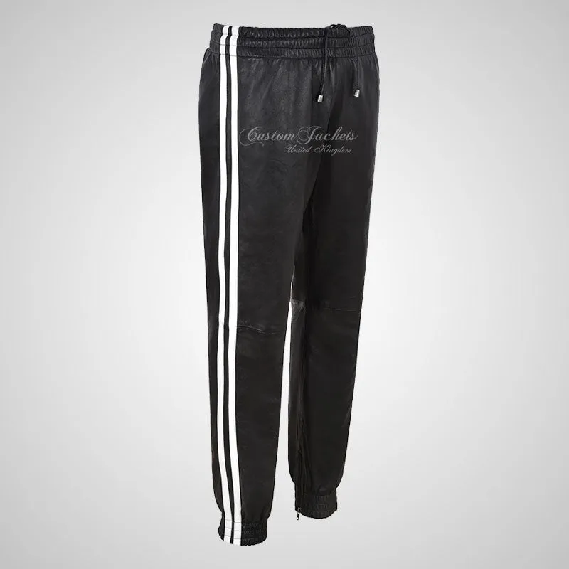 FLEX Leather Jogging Bottom With Stripes For Men