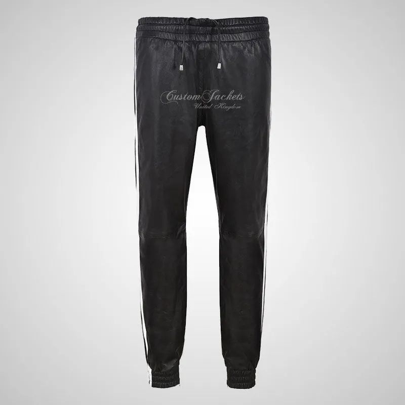 FLEX Leather Jogging Bottom With Stripes For Men