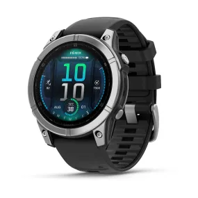 fēnix® E – 47 mm | AMOLED - Stainless Steel with Black Silicone Band