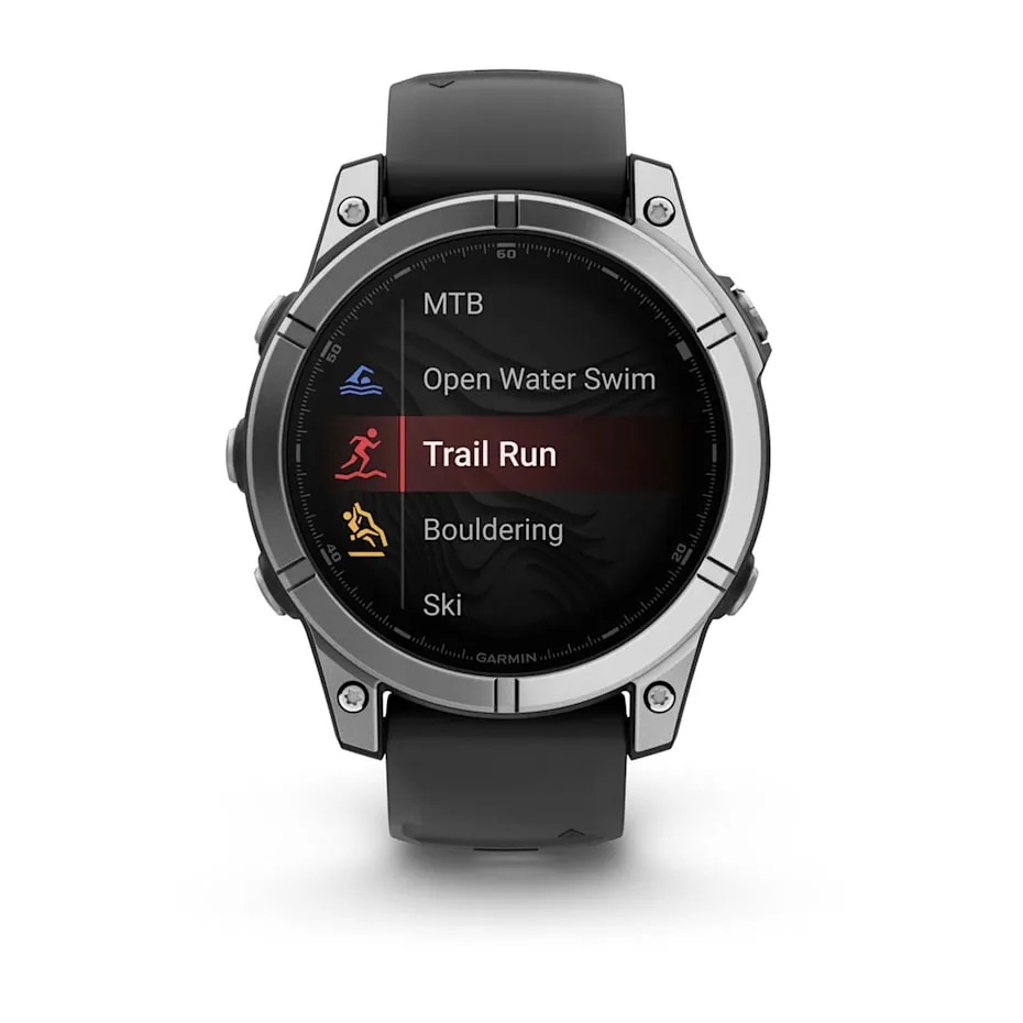fēnix® E – 47 mm | AMOLED - Stainless Steel with Black Silicone Band
