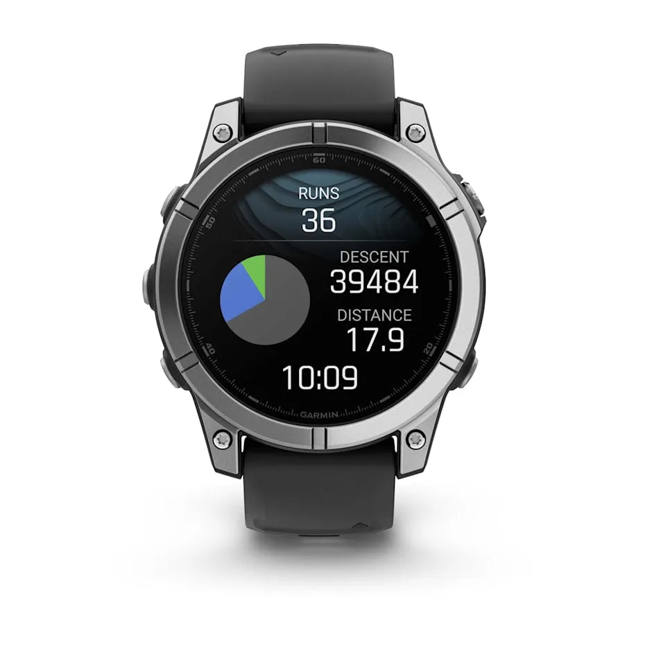 fēnix® E – 47 mm | AMOLED - Stainless Steel with Black Silicone Band