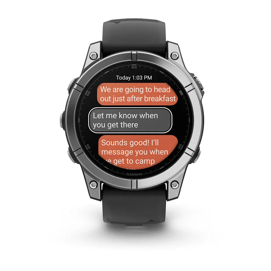 fēnix® E – 47 mm | AMOLED - Stainless Steel with Black Silicone Band