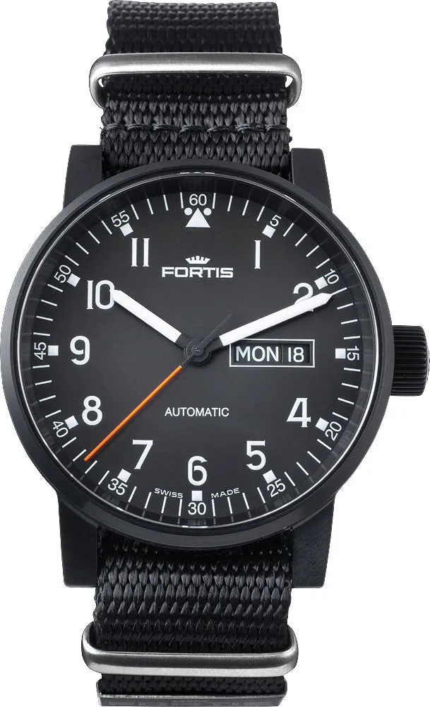 Fortis Spacematic Black Pilot Professional Day Date D