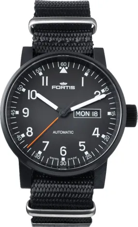 Fortis Spacematic Black Pilot Professional Day Date D