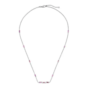 GC Link to Love 18ct White Gold Rubellite Baguette Necklace D