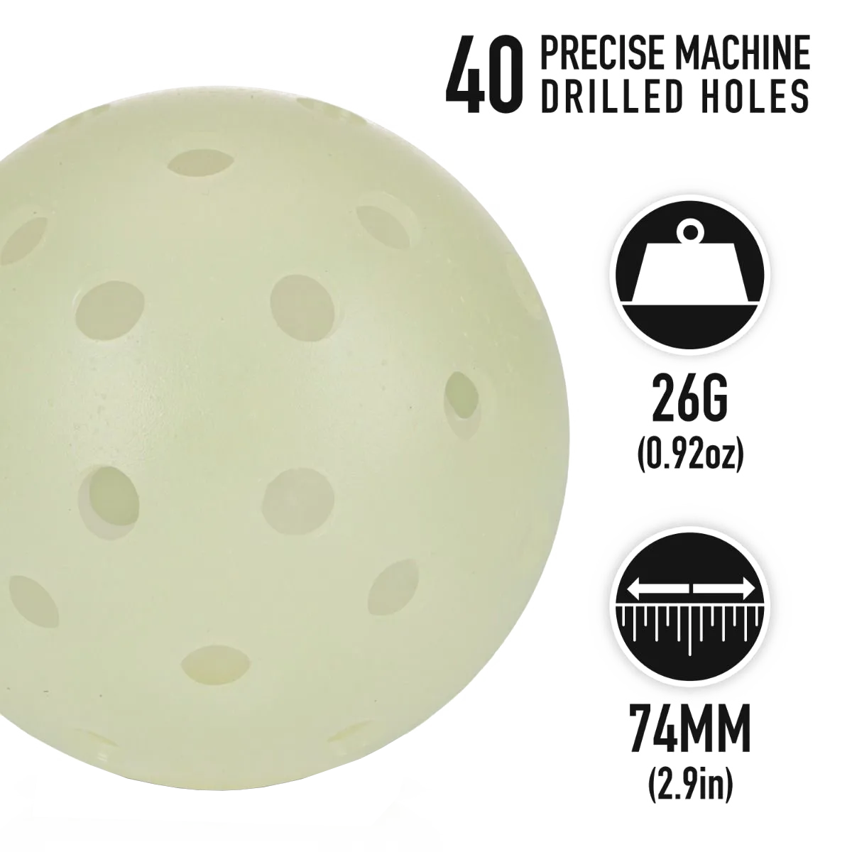 Glow In The Dark Recreation Pickleball - 3 Pack