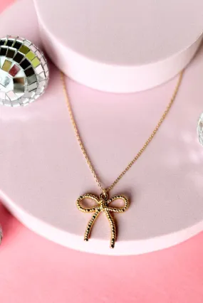 Gold Bow Pendant Necklace
