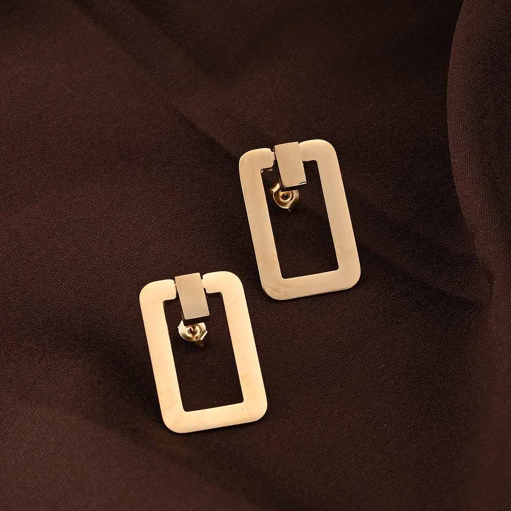 Gold Square Stud Earrings