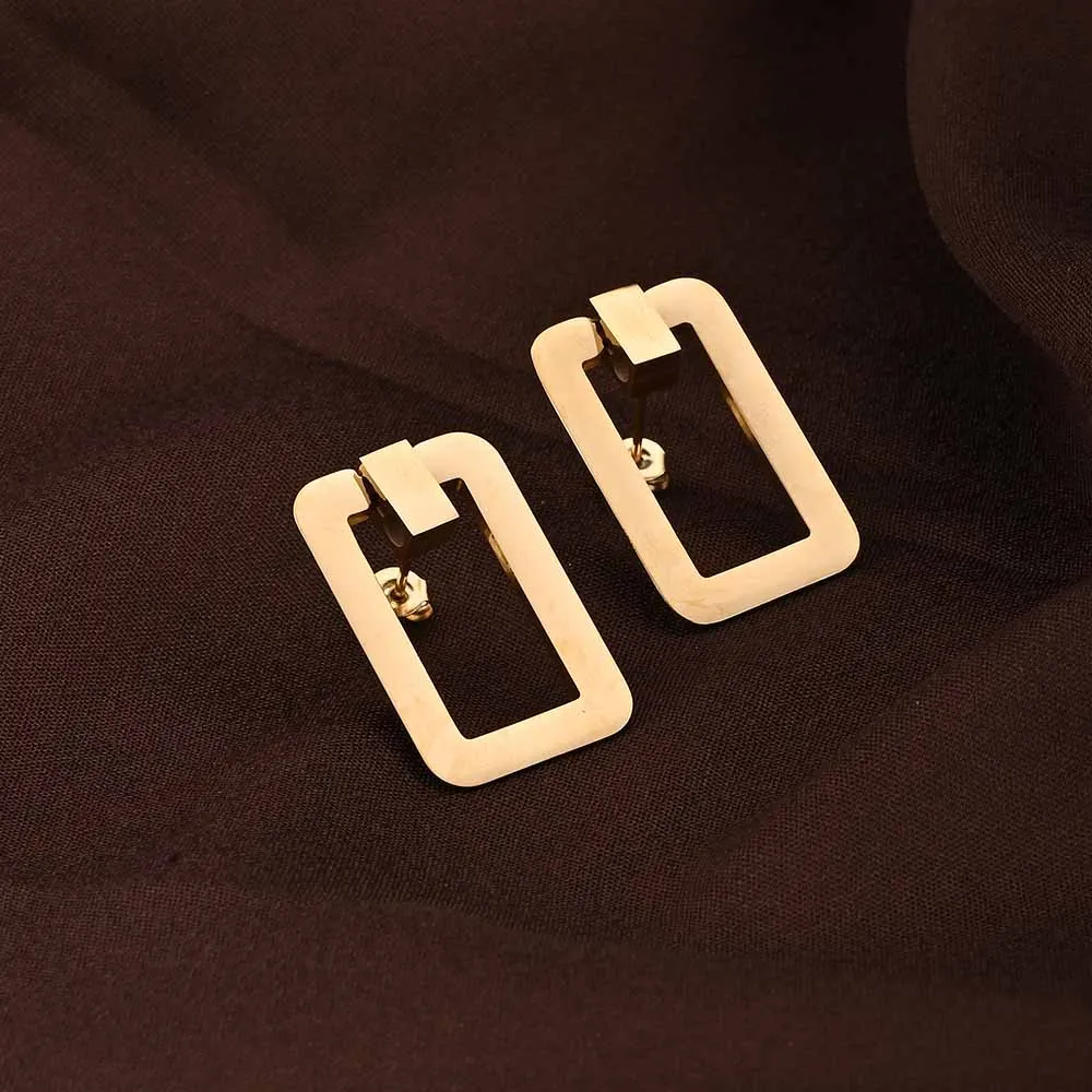 Gold Square Stud Earrings
