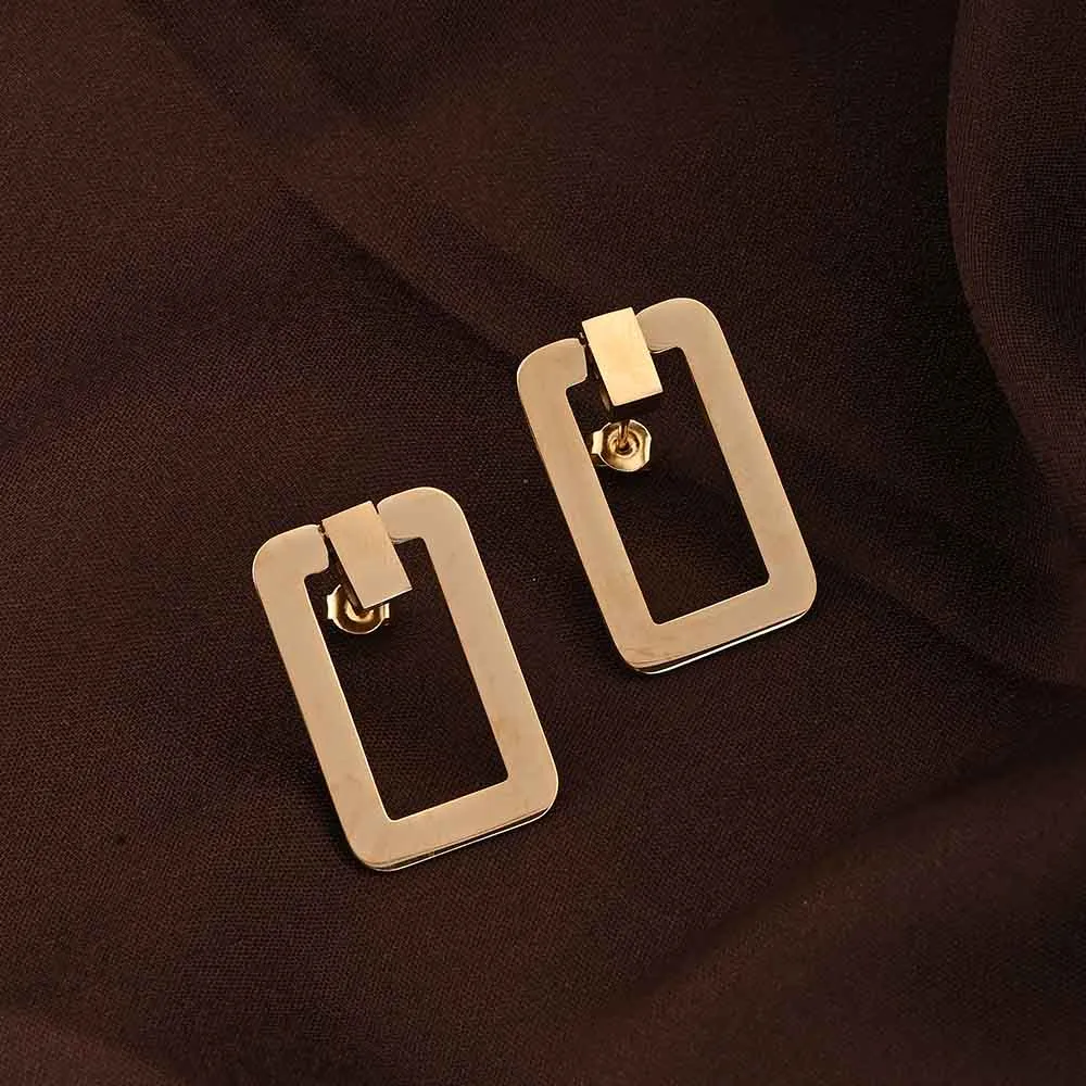 Gold Square Stud Earrings