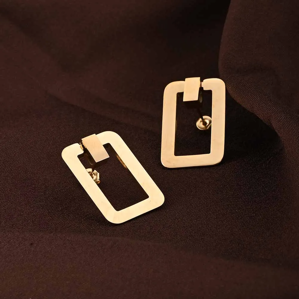 Gold Square Stud Earrings