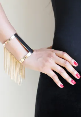 Gold Tassel Chain Cut Out Cuff