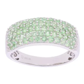 Green Crystal Sterling Silver Ring with Accent