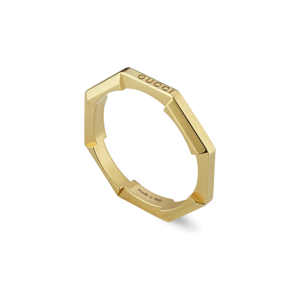 Gucci Link to Love 18ct Yellow Gold  Mirrored Ring Size 13