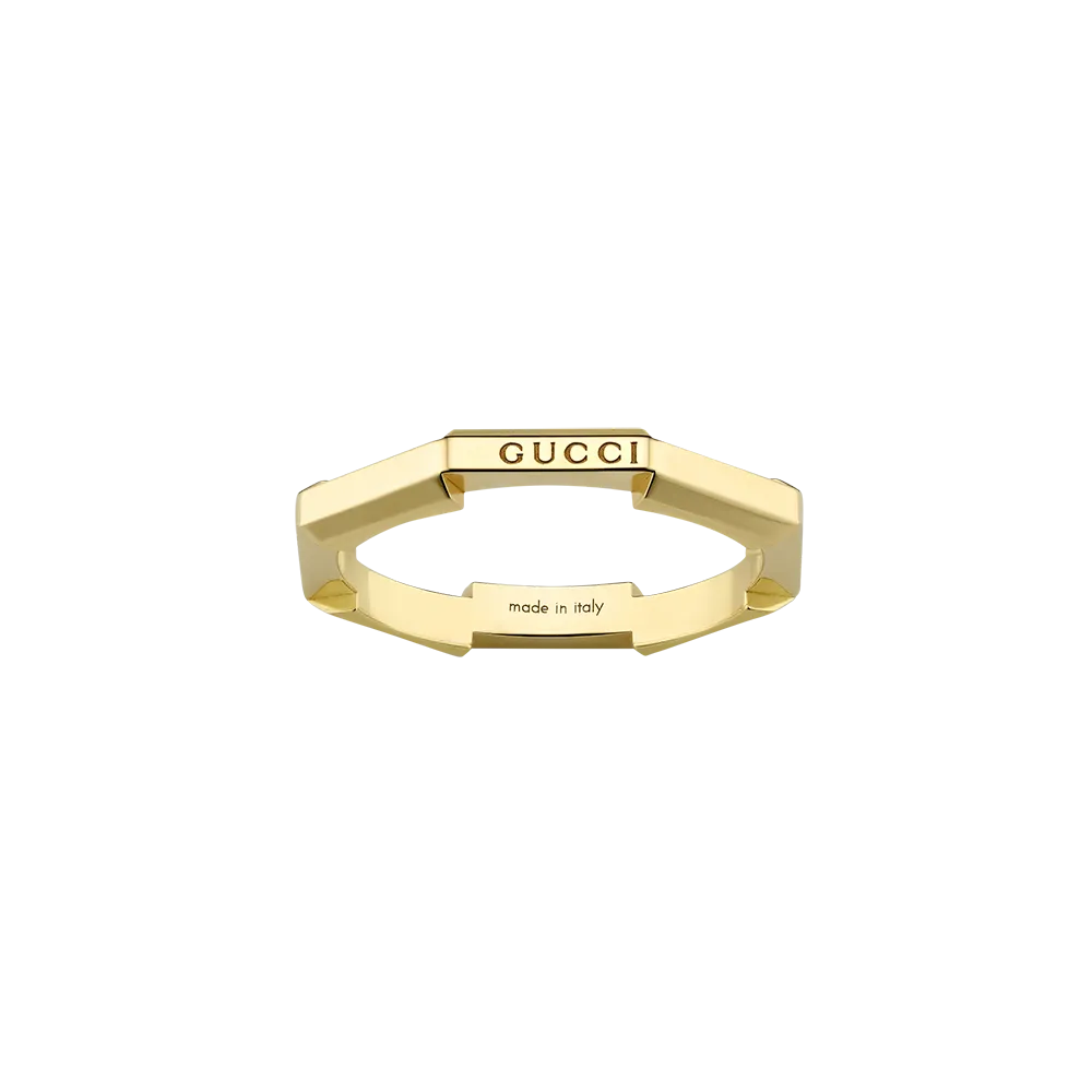 Gucci Link to Love 18ct Yellow Gold  Mirrored Ring Size 13