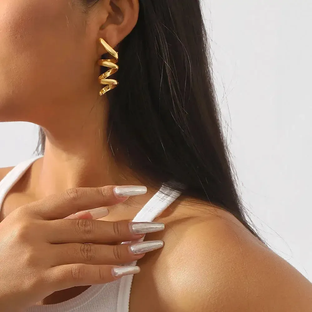Helical Gleam Cuff Earrings