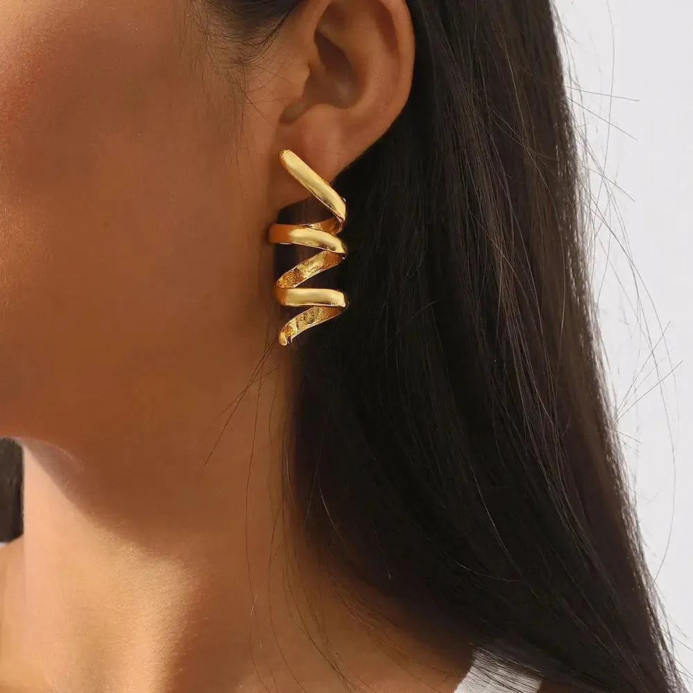 Helical Gleam Cuff Earrings