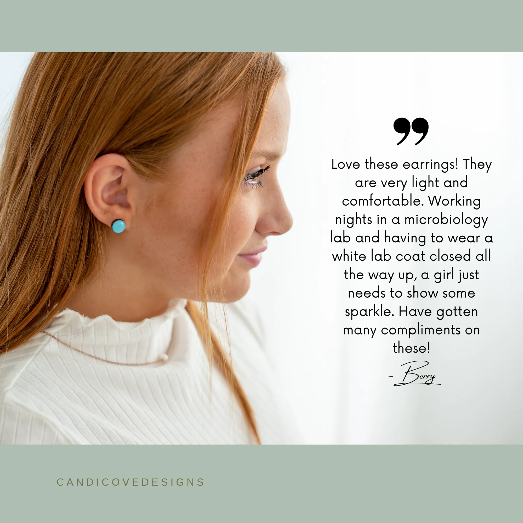 Ice Blue Shimmer Stud Earrings by Candi Cove Designs