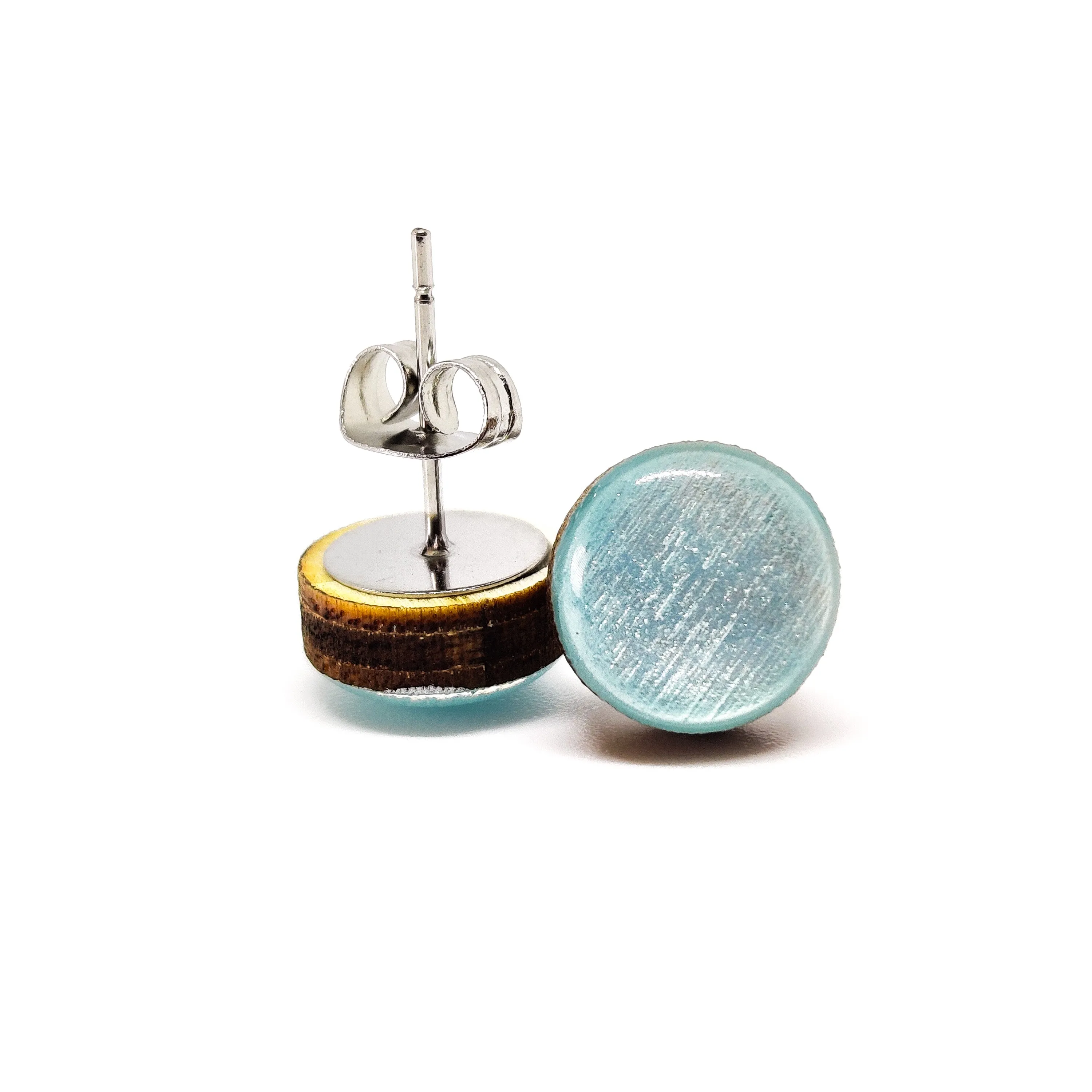 Ice Blue Shimmer Stud Earrings by Candi Cove Designs