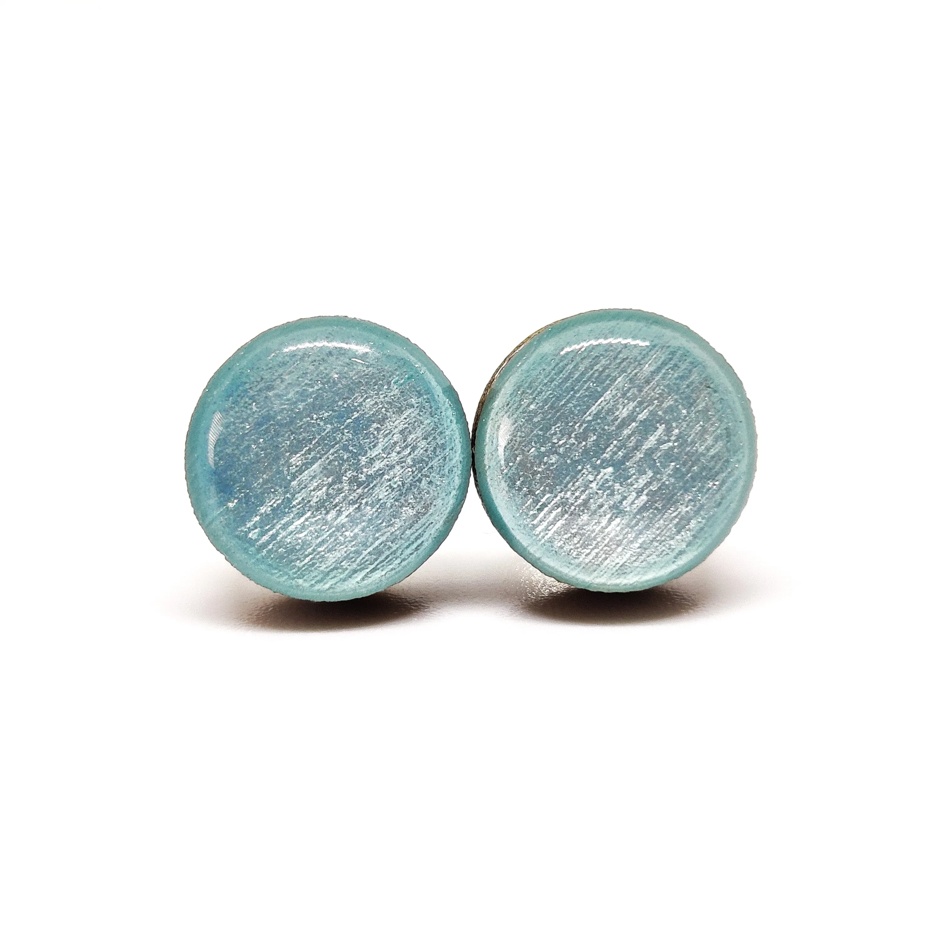 Ice Blue Shimmer Stud Earrings by Candi Cove Designs