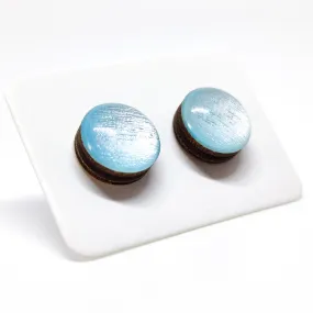 Ice Blue Shimmer Stud Earrings by Candi Cove Designs