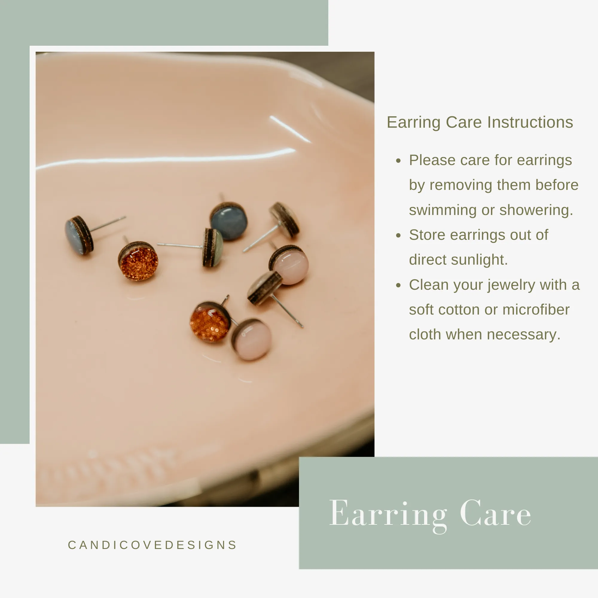 Ice Blue Shimmer Stud Earrings by Candi Cove Designs