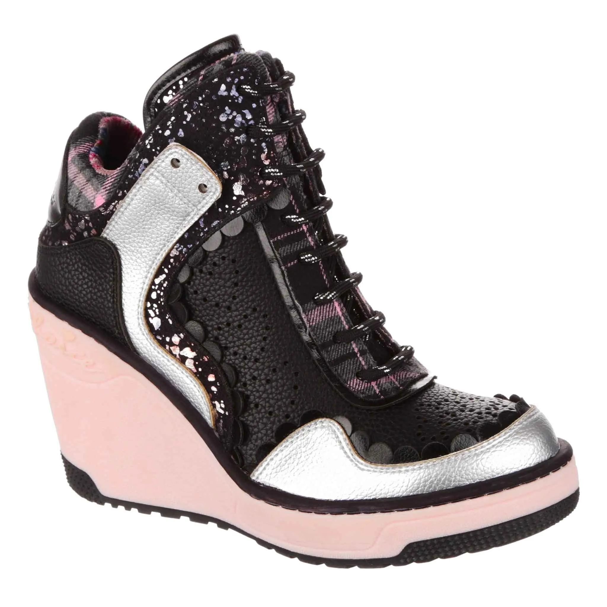 Irregular Choice Womens Home Run Wedge Trainer - Black